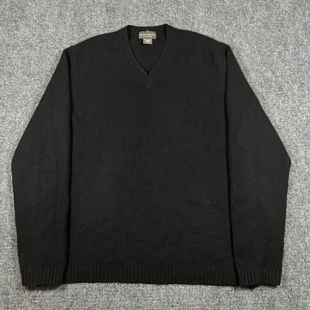 Banana Republic Sweater Mens S Black 100% Cashmere Soft Knit Pullover Crewneck